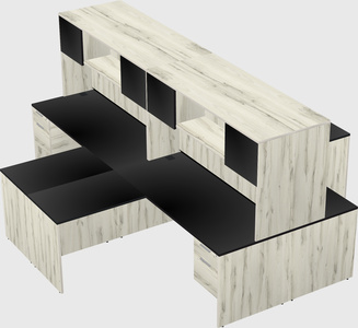 Quad l-shaped office desks