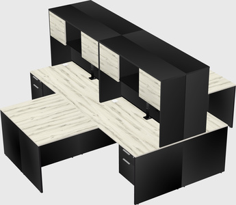 Quad l-shaped office desks