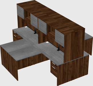 Quad l-shaped office desks