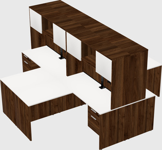 Quad l-shaped office desks