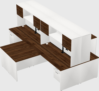 Quad l-shaped office desks