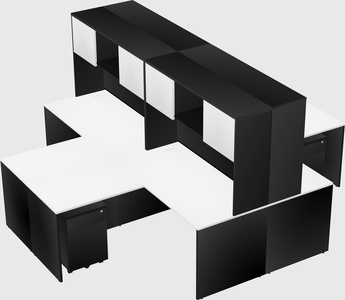 Quad l-shaped office desks
