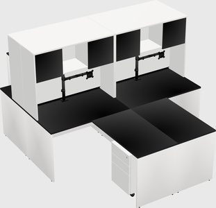 Quad l-shaped office desks