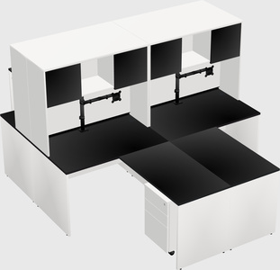 Quad l-shaped office desks