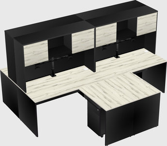Quad l-shaped office desks