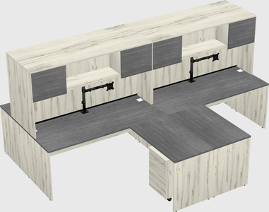 Quad l-shaped office desks