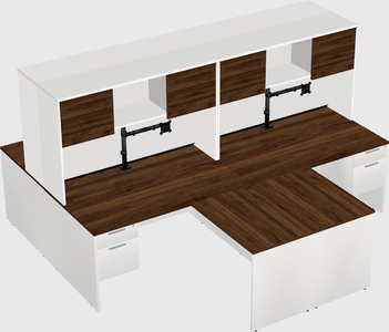 Quad l-shaped office desks