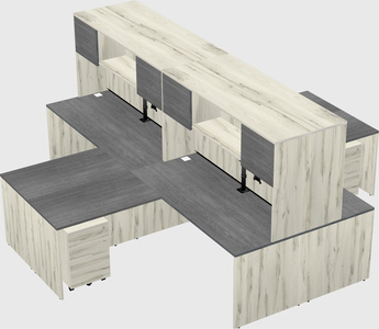 Quad l-shaped office desks