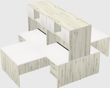 Quad l-shaped office desks