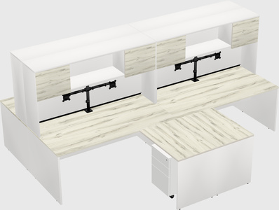 Quad l-shaped office desks