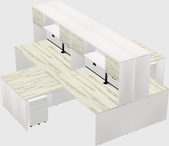 Quad l-shaped office desks