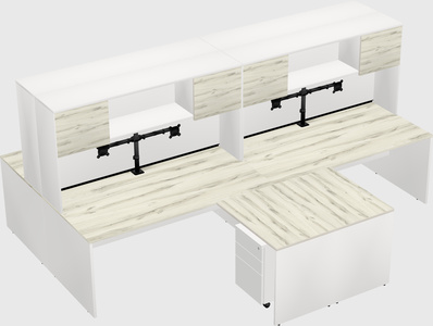 Quad l-shaped office desks