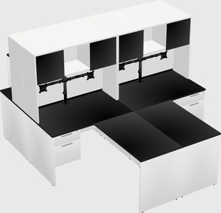 Quad l-shaped office desks