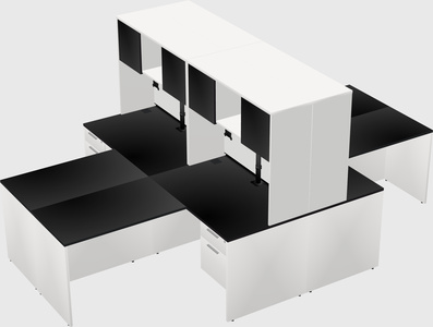 Quad l-shaped office desks
