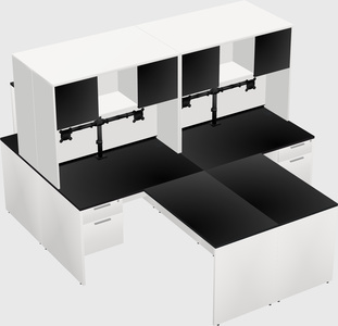 Quad l-shaped office desks