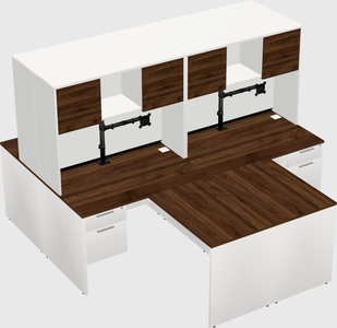 Quad l-shaped office desks