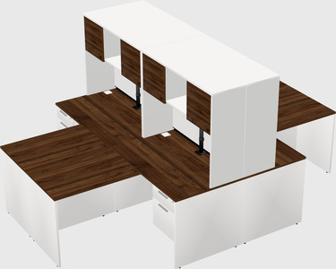 Quad l-shaped office desks