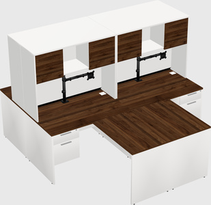 Quad l-shaped office desks