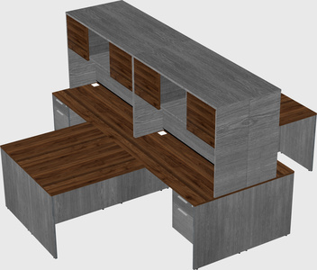 Quad l-shaped office desks