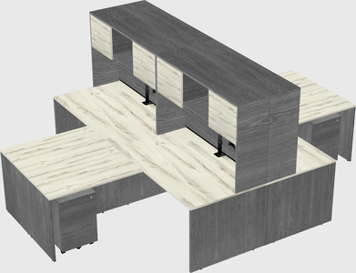 Quad l-shaped office desks