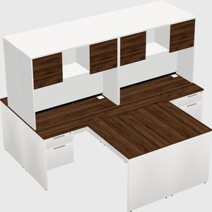 Quad l-shaped office desks