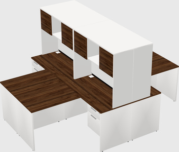 Quad l-shaped office desks