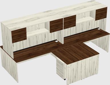Quad l-shaped office desks