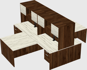 Quad l-shaped office desks