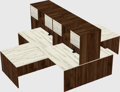 Quad l-shaped office desks