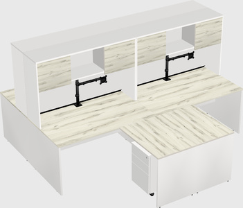 Quad l-shaped office desks