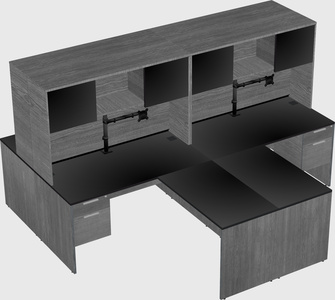 Quad l-shaped office desks