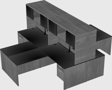 Quad l-shaped office desks