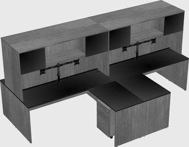 Quad l-shaped office desks