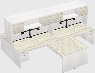 Quad l-shaped office desks
