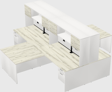 Quad l-shaped office desks