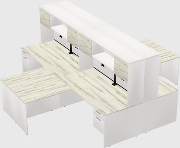 Quad l-shaped office desks