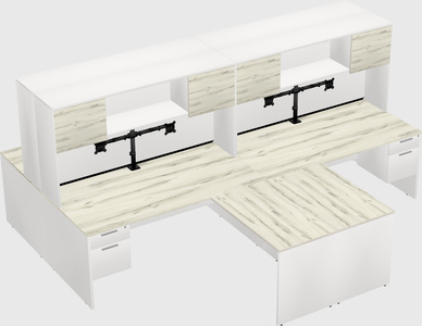 Quad l-shaped office desks