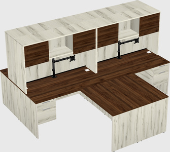 Quad l-shaped office desks