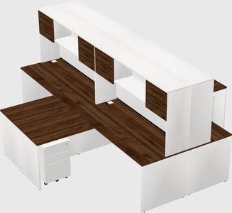 Quad l-shaped office desks