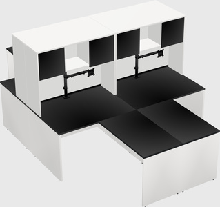Quad l-shaped office desks