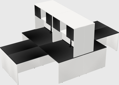Quad l-shaped office desks