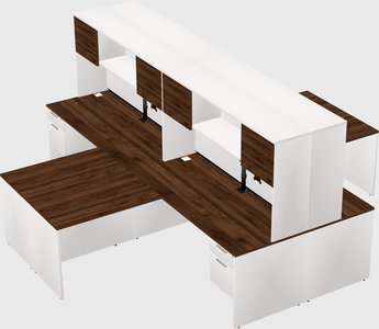 Quad l-shaped office desks