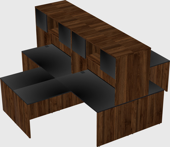 Quad l-shaped office desks