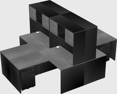 Quad l-shaped office desks