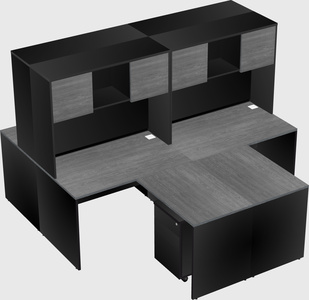 Quad l-shaped office desks