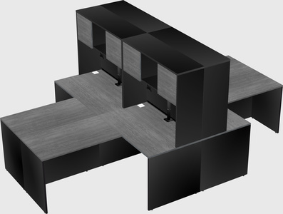 Quad l-shaped office desks