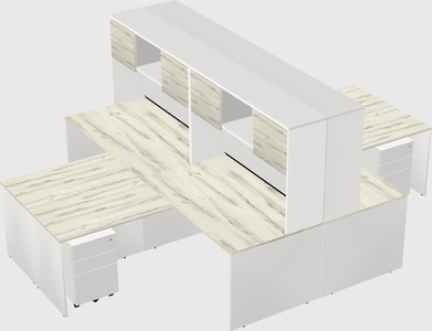 Quad l-shaped office desks