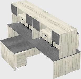 Quad l-shaped office desks