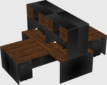 Quad l-shaped office desks