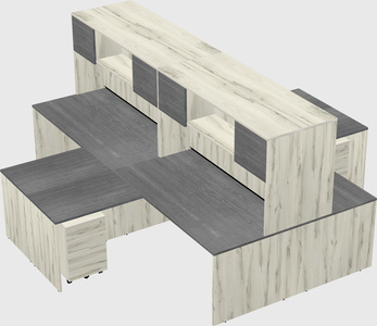 Quad l-shaped office desks